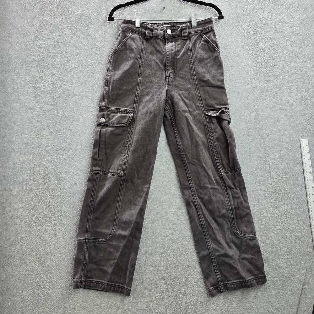 Billabong Women Pants 25 Gray Wall To Wall Cargo Twill Gorpcore 27" Inseam